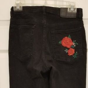 Black embroidered jean